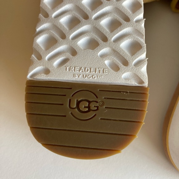 UGG Mustard Yellow Velvet Bow White Wedge Flip Flops Sandals size 8.5 - Picture 13 of 14